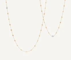 Necklaces-Marco Bicego 18K Yellow Gold Gold u0026 Diamond Small Bean Long Necklace Yellowgold