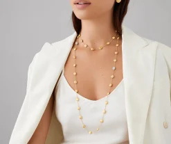 Necklaces-Marco Bicego 18K Yellow Gold Gold u0026 Diamond Large Bean Long Necklace Yellowgold