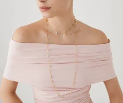 Necklaces-Marco Bicego 18K Yellow Gold Gold u0026 Diamond Small Bean Long Necklace Yellowgold