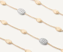 Necklaces-Marco Bicego 18K Yellow Gold Gold u0026 Diamond Small Bean Long Necklace Yellowgold