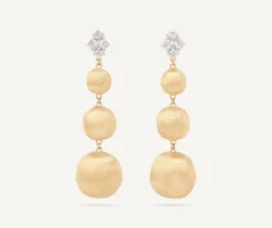 Earrings-Marco Bicego 18K Yellow Gold Graduated Drop Earrings With Diamonds Yellowgold