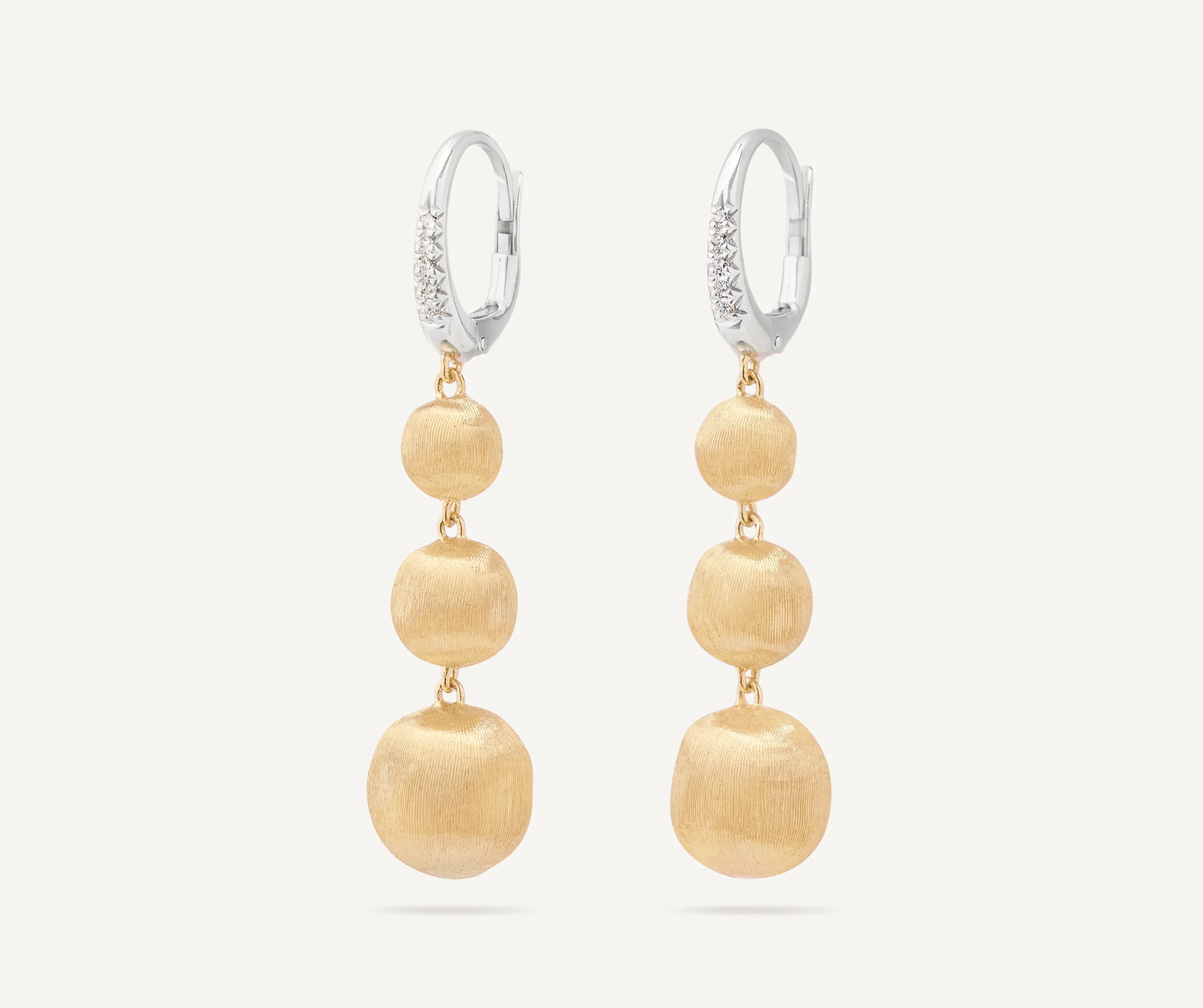Earrings-Marco Bicego 18K Yellow Gold Graduated Drop Earrings With Diamond Clip Yellowgold