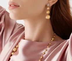 Earrings-Marco Bicego 18K Yellow Gold Graduated Drop Earrings With Diamonds Yellowgold