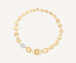 Necklaces-Marco Bicego 18K Yellow Gold Graduated Petal Collar Necklace With Diamonds Yellowgold