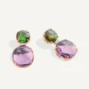 Earrings-Marco Bicego 18K Yellow Gold Green Tourmaline and Amethyst Drop Earrings with Diamonds Yellowgold