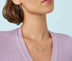 Pendants | Necklaces-Marco Bicego 18K Yellow Gold Half Necklace with Diamond Flowers Yellowgold