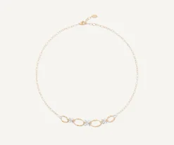 Pendants | Necklaces-Marco Bicego 18K Yellow Gold Half Necklace with Diamond Flowers Yellowgold