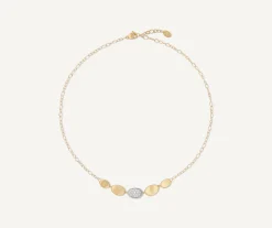 Necklaces-Marco Bicego 18K Yellow Gold "Halfie" Petal Necklace With Diamonds Yellowgold