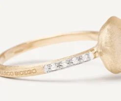 Rings-Marco Bicego 18K Yellow Gold Horizontal Ring with Diamonds Yellowgold
