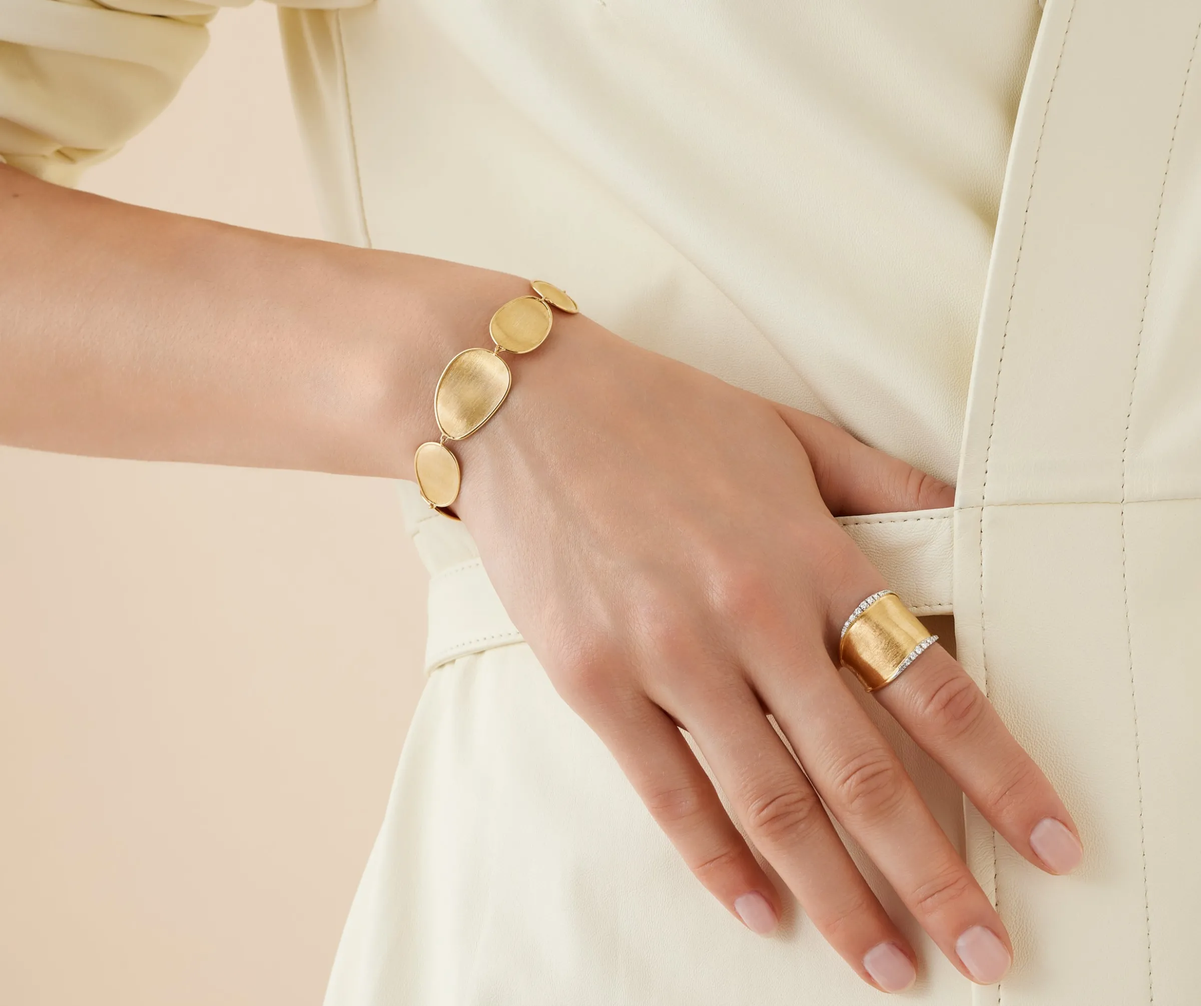 Rings-Marco Bicego 18K Yellow Gold Large Band with Diamonds Yellowgold