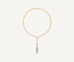 Necklaces-Marco Bicego 18K Yellow Gold Lariat Necklace With Large Diamond Pendant Yellowgold
