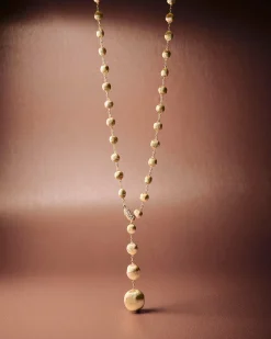 Necklaces-Marco Bicego 18K Yellow Gold Lariat Necklace With Diamond Pavé Clasp Yellowgold