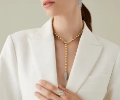 Necklaces-Marco Bicego 18K Yellow Gold Lariat Necklace With Diamond Pendant Yellowgold