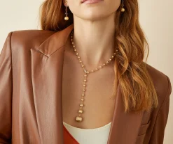 Necklaces-Marco Bicego 18K Yellow Gold Lariat Necklace With Diamond Pavé Clasp Yellowgold