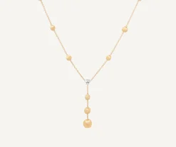 Necklaces-Marco Bicego 18K Yellow Gold Lariat Necklace With Diamonds Yellowgold