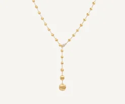 Necklaces-Marco Bicego 18K Yellow Gold Lariat Necklace With Diamond Pavé Clasp Yellowgold