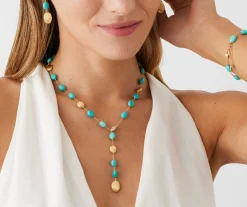 Necklaces-Marco Bicego 18K Yellow Gold Lariat with Turquoise Yellowgold