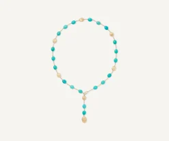 Necklaces-Marco Bicego 18K Yellow Gold Lariat with Turquoise Yellowgold