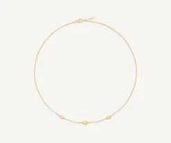 Necklaces-Marco Bicego 18K Yellow Gold Lightweight Beaded Necklace with Diamonds Yellowgold