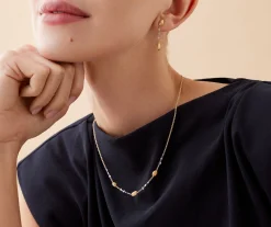 Necklaces-Marco Bicego 18K Yellow Gold Lightweight Beaded Necklace with Diamonds Yellowgold