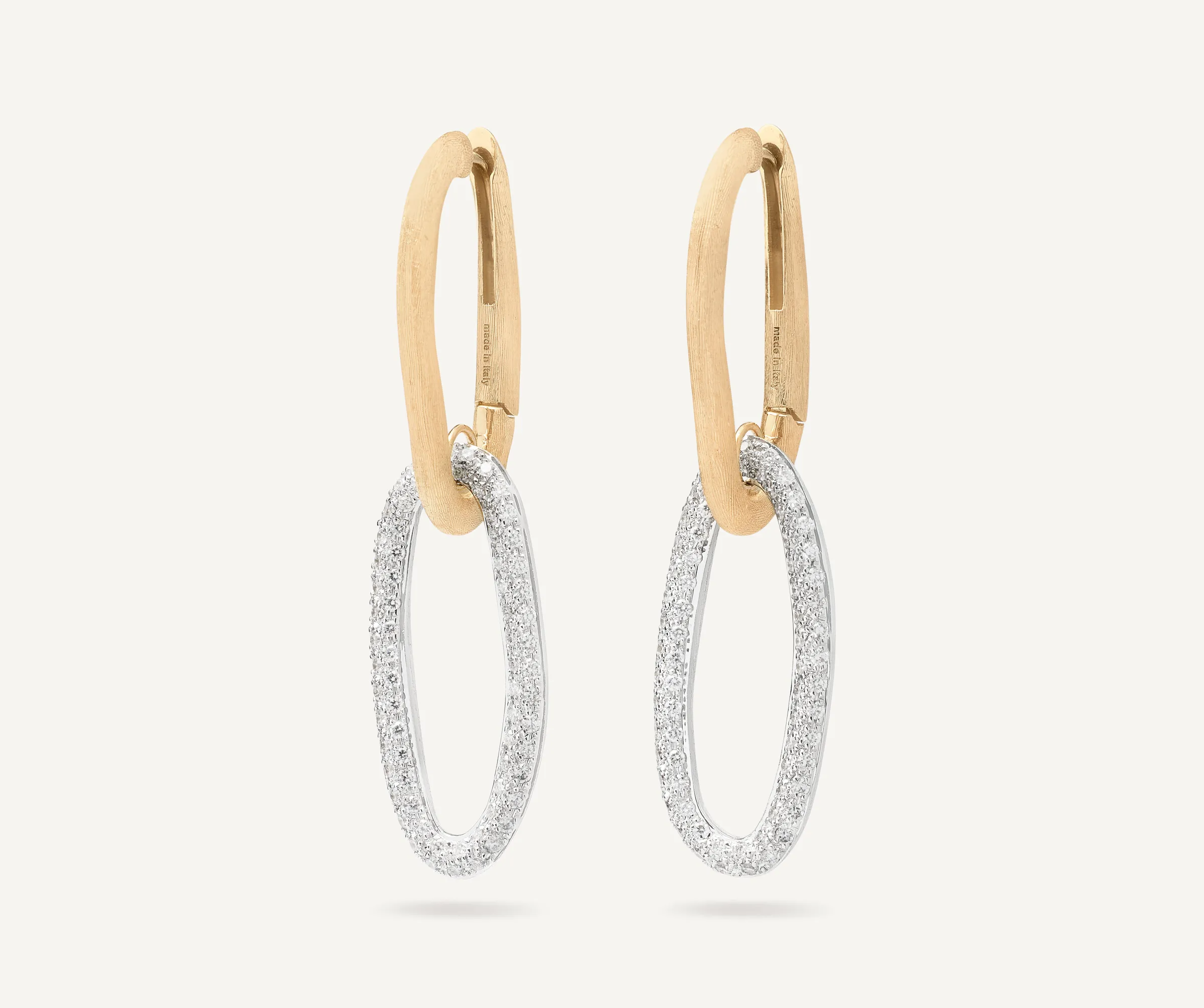 Earrings-Marco Bicego 18K Yellow Gold Link Drop Earrings With Diamonds Yellowgold