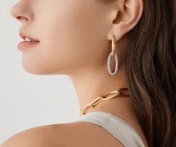 Earrings-Marco Bicego 18K Yellow Gold Link Drop Earrings With Diamonds Yellowgold