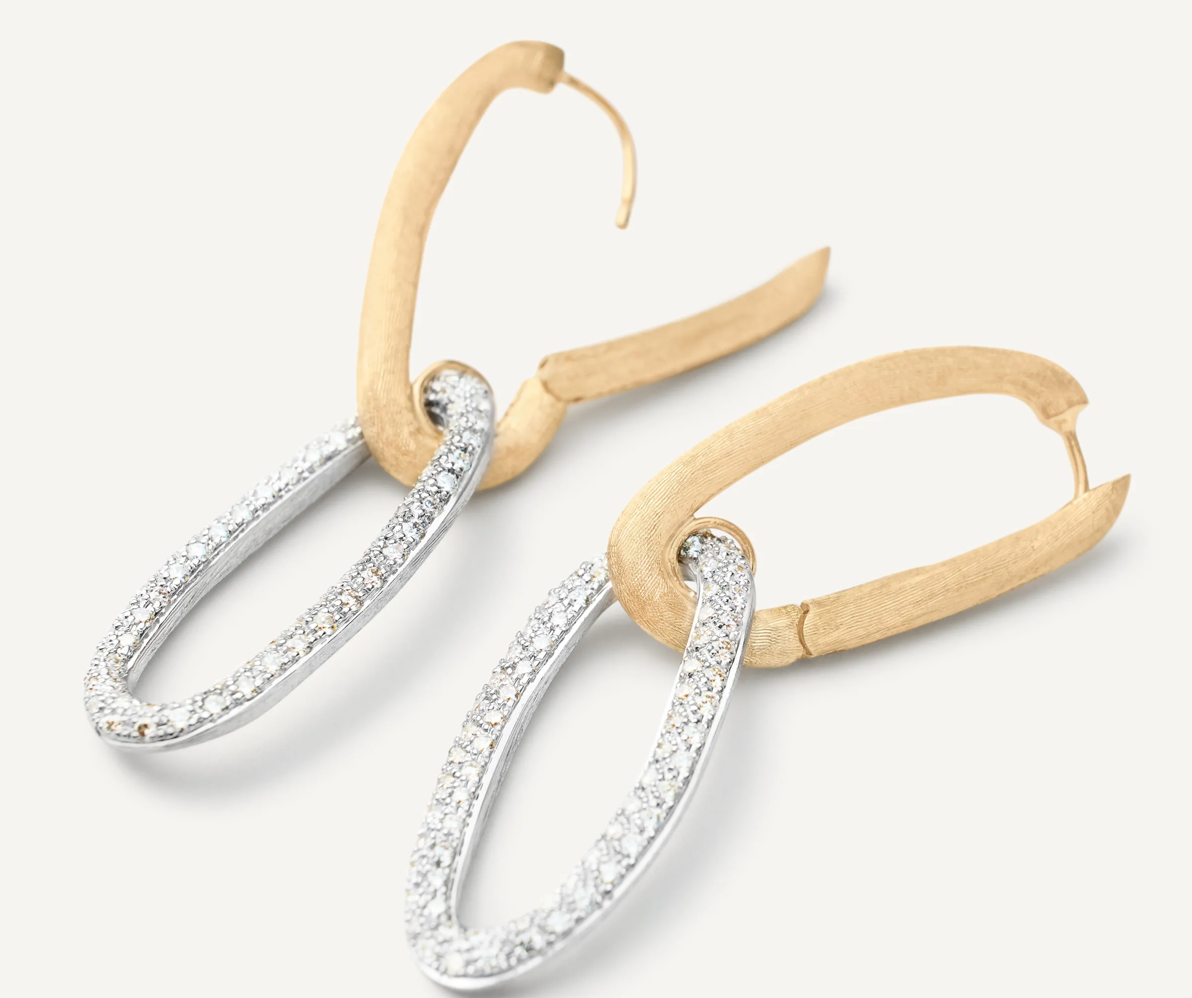 Earrings-Marco Bicego 18K Yellow Gold Link Drop Earrings With Diamonds Yellowgold