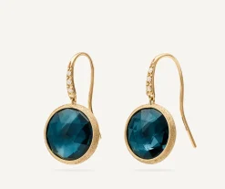 Earrings-Marco Bicego 18K Yellow Gold London Blue Topaz Drop Earrings with Diamonds YellowGold