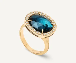 Rings-Marco Bicego 18K Yellow Gold London Blue Topaz Cocktail Ring With Diamonds Yellowgold