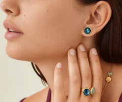 Earrings-Marco Bicego 18K Yellow Gold London Blue Topaz Medium Stud Earrings YellowGold