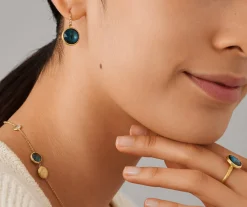 Earrings-Marco Bicego 18K Yellow Gold London Blue Topaz Drop Earrings with Diamonds YellowGold