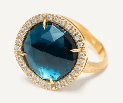 Rings-Marco Bicego 18K Yellow Gold London Blue Topaz Cocktail Ring With Diamonds Yellowgold