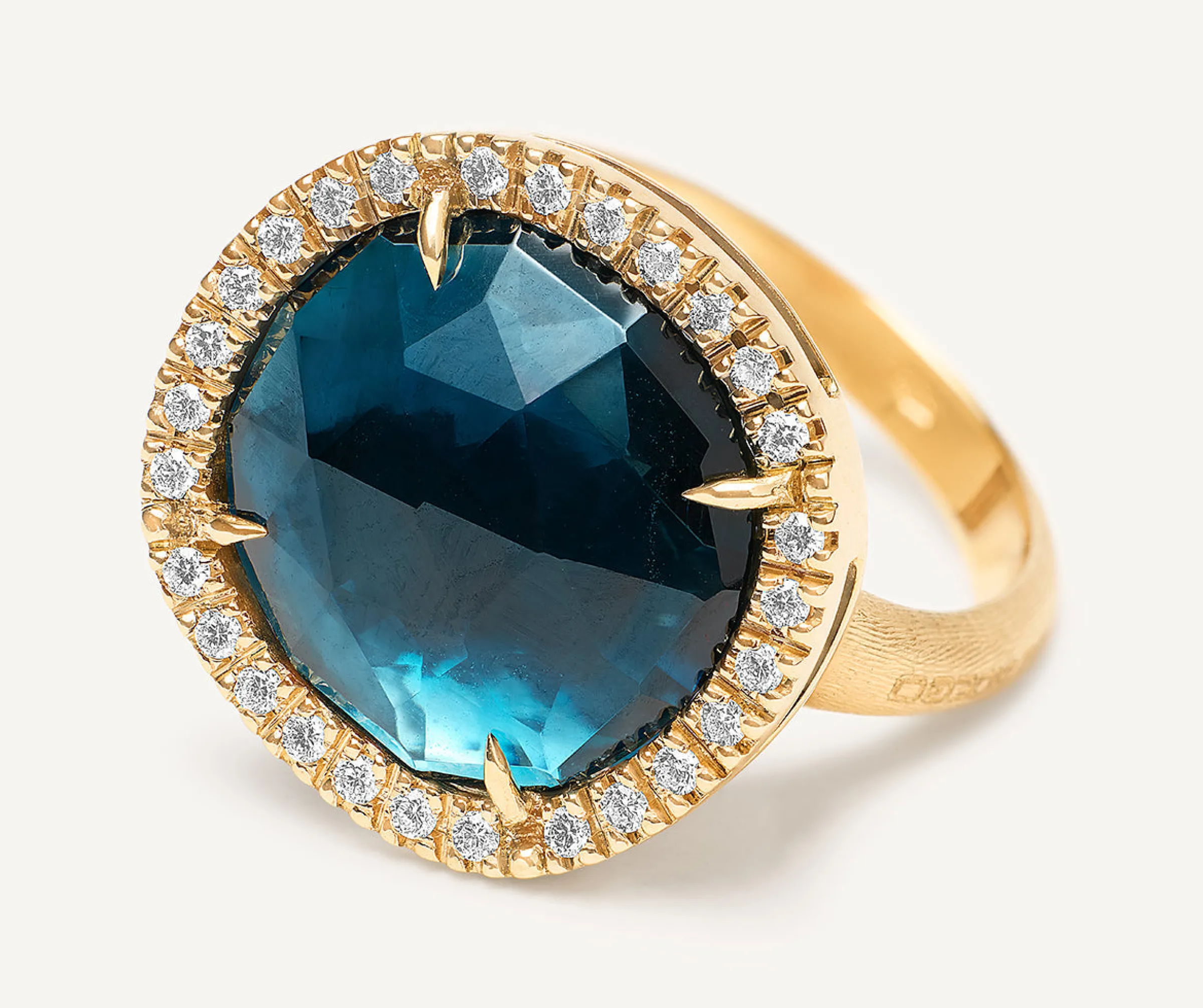 Rings-Marco Bicego 18K Yellow Gold London Blue Topaz Cocktail Ring With Diamonds Yellowgold