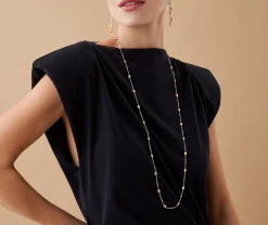Necklaces-Marco Bicego 18K Yellow Gold Long Beaded Necklace with Diamonds Yellowgold