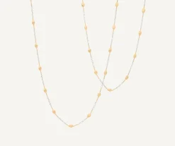 Necklaces-Marco Bicego 18K Yellow Gold Long Beaded Necklace with Diamonds Yellowgold