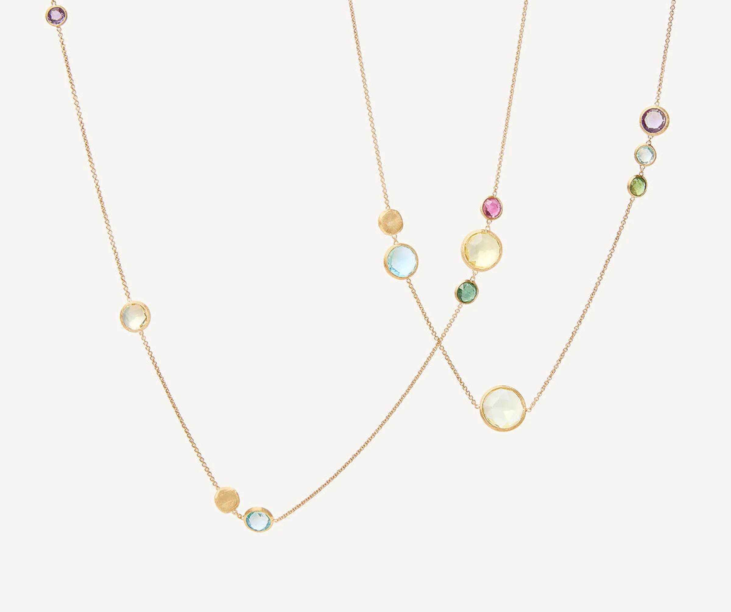 Necklaces-Marco Bicego 18K Yellow Gold Long Mixed Gemstone Necklace Yellowgold