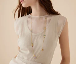 Necklaces-Marco Bicego 18K Yellow Gold Long Mixed Gemstone Necklace Yellowgold