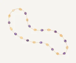 Necklaces-Marco Bicego 18K Yellow Gold Long Necklace with Charoite Yellowgold