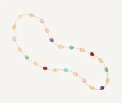 Necklaces-Marco Bicego 18K Yellow Gold Long Necklace with Mixed Gemstones Yellowgold