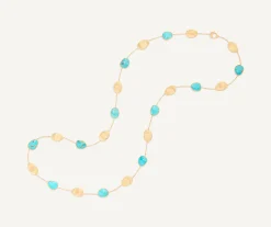 Necklaces-Marco Bicego 18K Yellow Gold Long Necklace with Turquoise Yellowgold