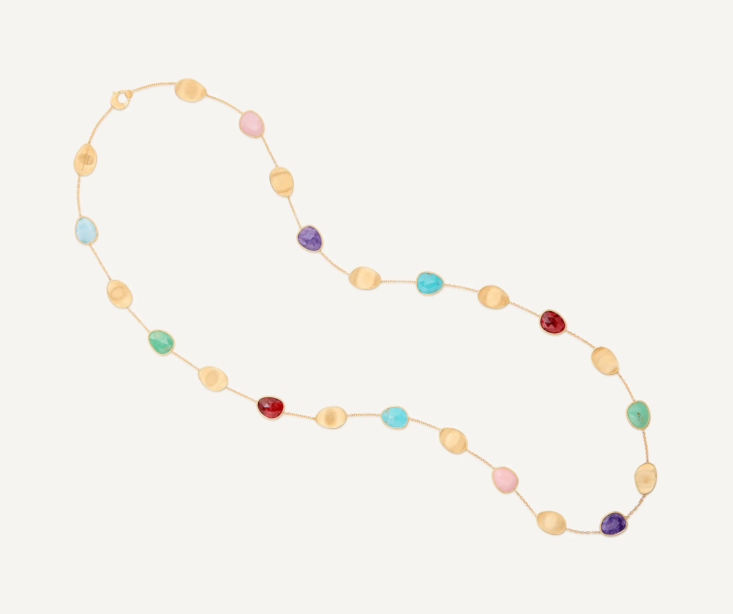 Necklaces-Marco Bicego 18K Yellow Gold Long Necklace with Mixed Gemstones Yellowgold