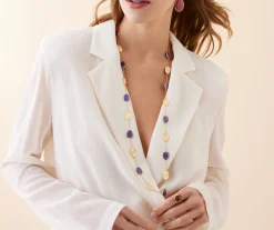 Necklaces-Marco Bicego 18K Yellow Gold Long Necklace with Charoite Yellowgold