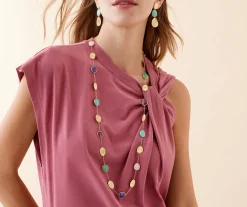 Necklaces-Marco Bicego 18K Yellow Gold Long Necklace with Mixed Gemstones Yellowgold