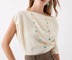 Necklaces-Marco Bicego 18K Yellow Gold Long Necklace with Turquoise Yellowgold