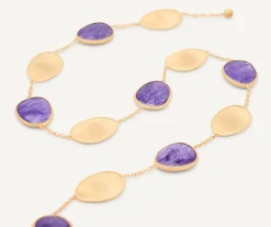 Necklaces-Marco Bicego 18K Yellow Gold Long Necklace with Charoite Yellowgold