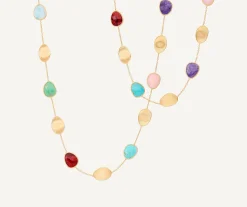 Necklaces-Marco Bicego 18K Yellow Gold Long Necklace with Mixed Gemstones Yellowgold