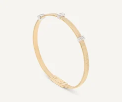 Bracelets-Marco Bicego 18K Yellow Gold Medium Stackable Bracelet With 3 Diamonds Pavé Stations Yellowgold