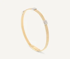 Bracelets-Marco Bicego 18K Yellow Gold Medium Stackable Bracelet With 3 Diamonds Stations Yellowgold
