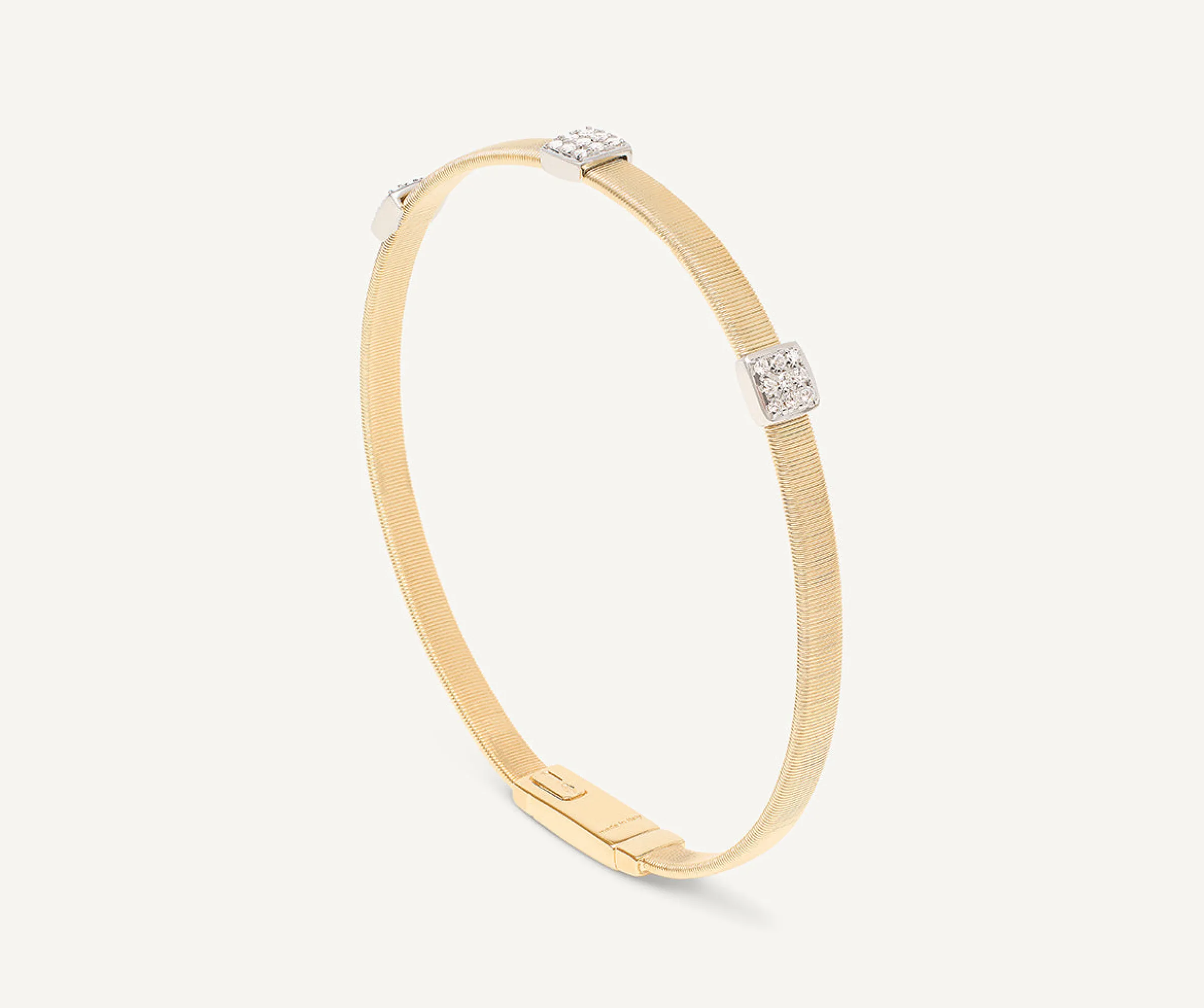 Bracelets-Marco Bicego 18K Yellow Gold Medium Stackable Bracelet With 3 Diamonds Stations Yellowgold