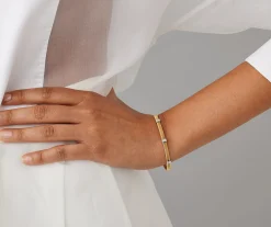 Bracelets-Marco Bicego 18K Yellow Gold Medium Stackable Bracelet With 3 Diamonds Pavé Stations Yellowgold